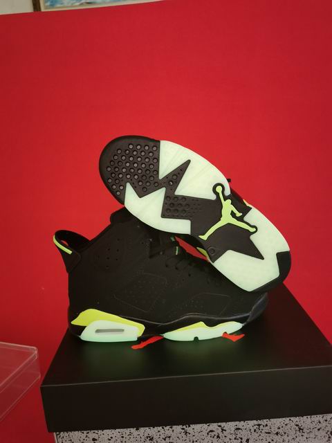 Air Jordan 6 Men's Basketball Shoes Black Green Light-015 - Click Image to Close